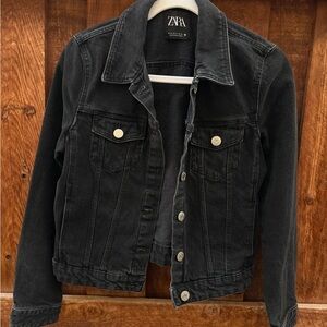 Zara Charcoal Button-Up Denim Jacket